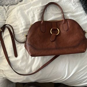 Frye Leather Ring Dome Satchel Handbag